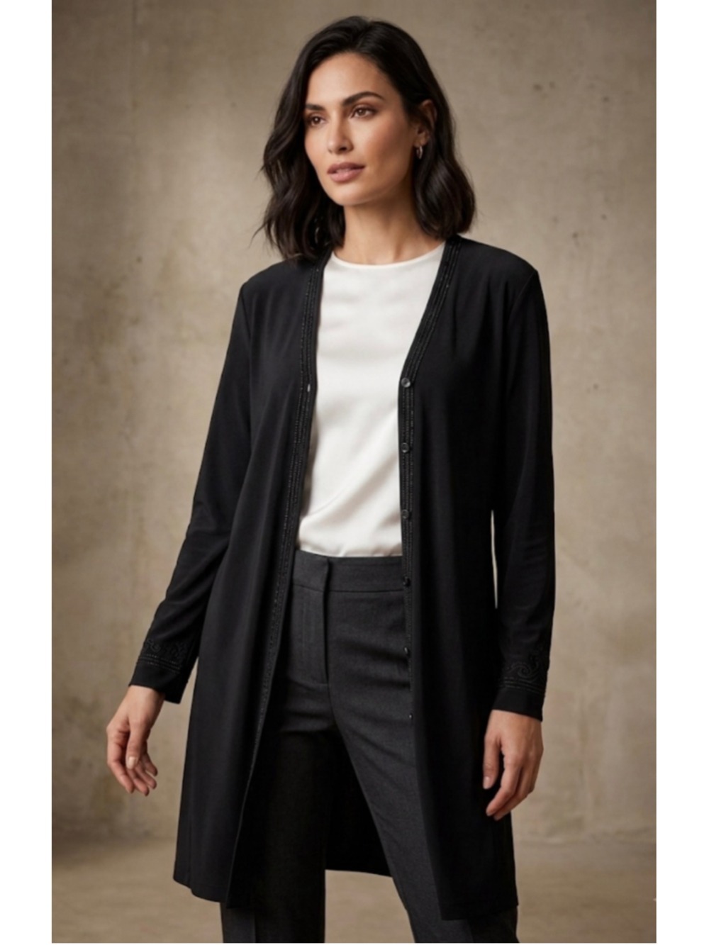 Women's Josephine Chaus Black Long Sleeve Cardigan Size L